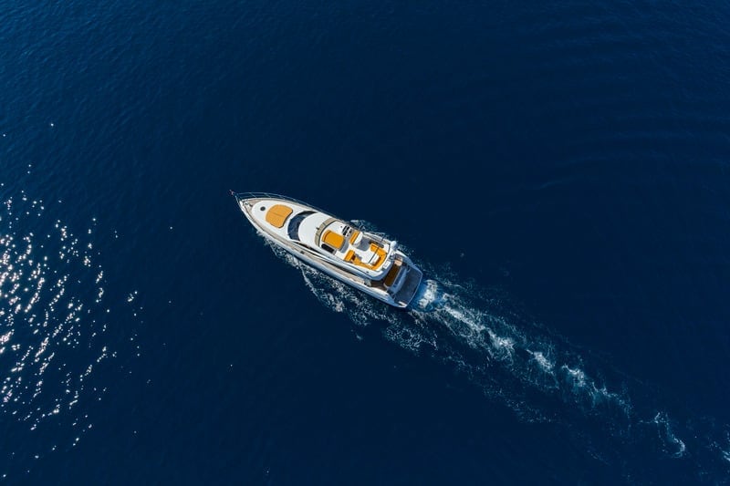 Aerial Shot Of A Yacht At Sea